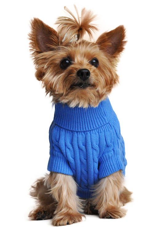 100% Combed Cotton Cable Knit Dog Sweater Group - Solids