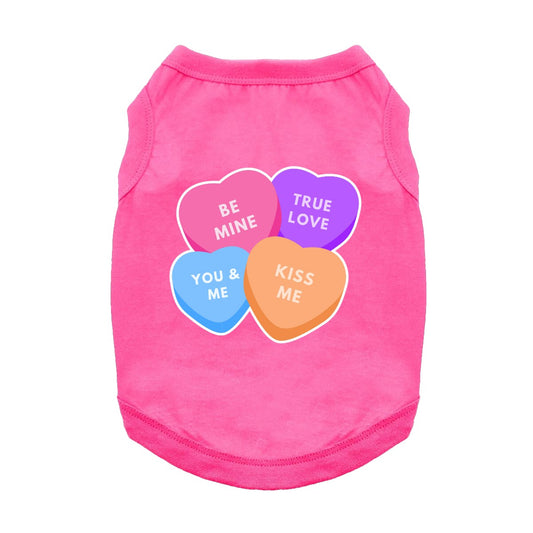 Conversation Hearts Dog Shirt - Raspberry Sorbet