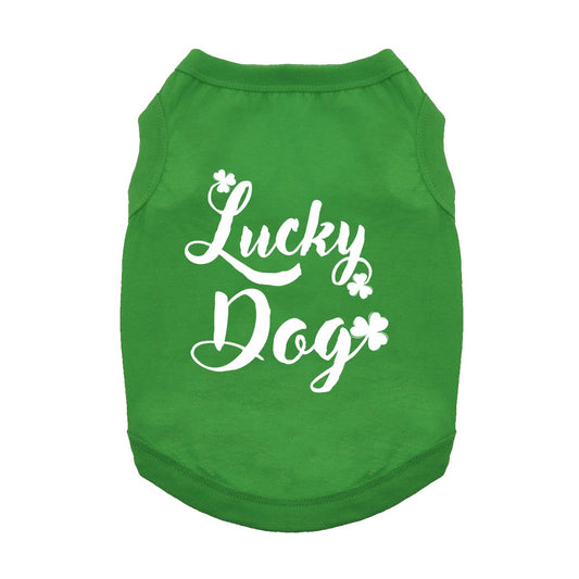 Lucky Dog Dog Shirt - Emerald Green