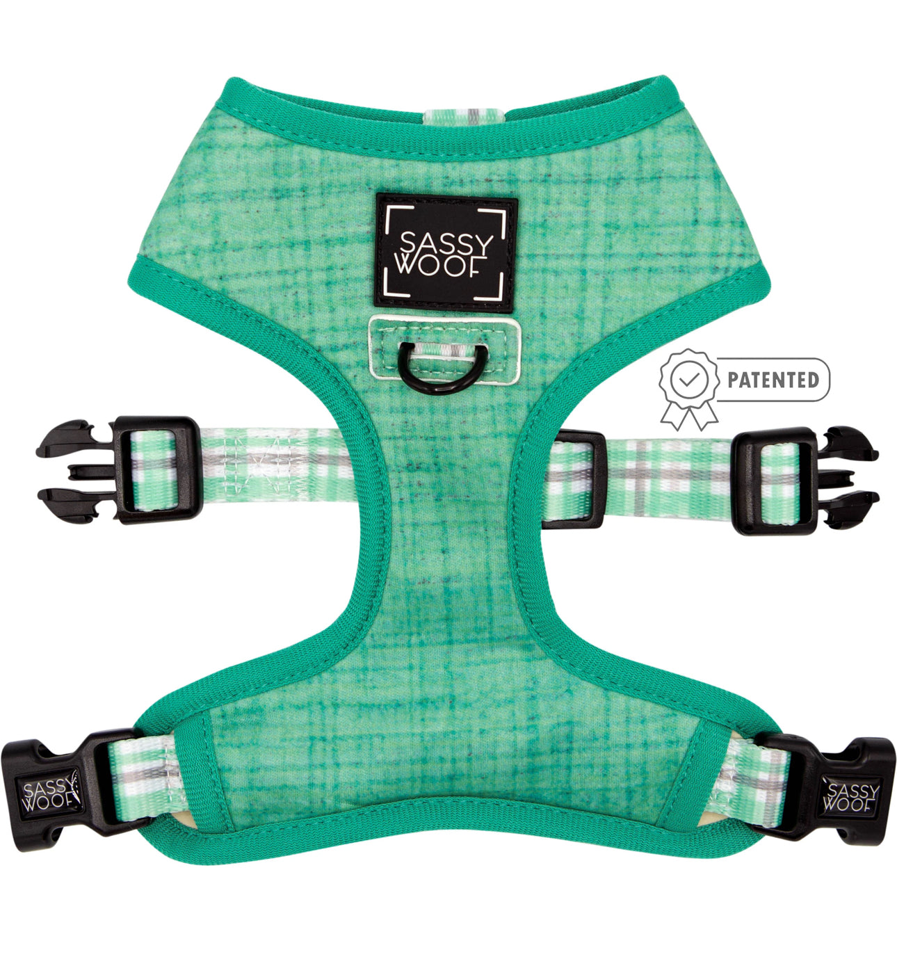 Sassy Woof Reversible Wag Your Teal Dog Harness, Teal, Small