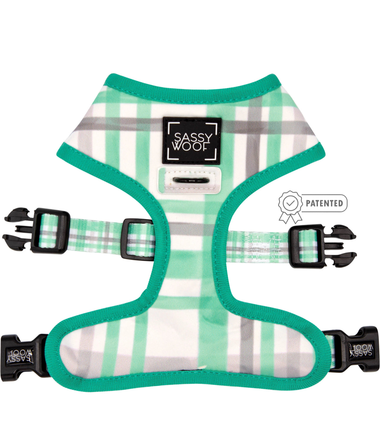 Sassy Woof Reversible Wag Your Teal Dog Harness, Teal, Small