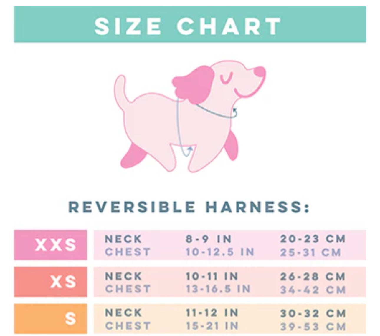 Sassy Woof Reversible Wag Your Teal Dog Harness, Teal, Small