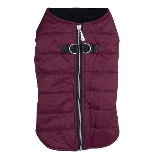 Zip Up Dog Puffer Vest - Burgundy